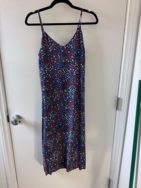 GAP Navy Floral Slip Midi Dress with Spaghetti Straps